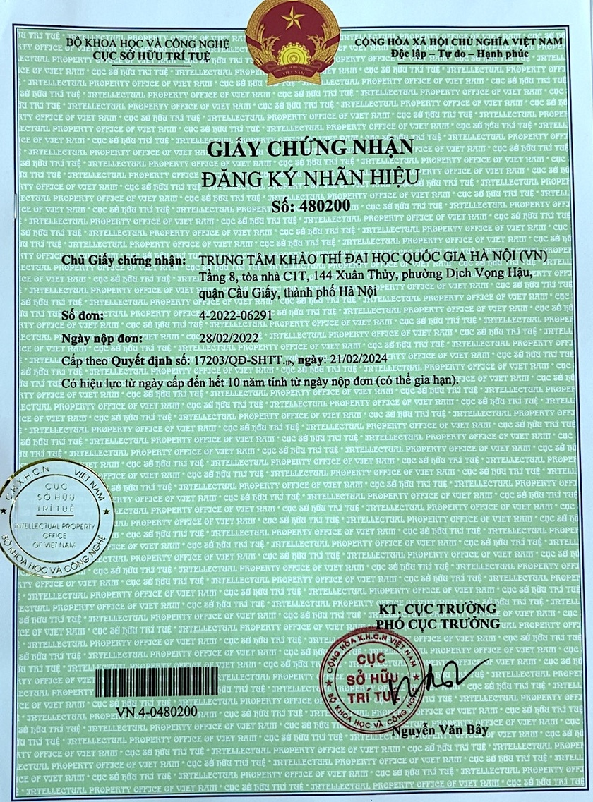 Thương hiệu HSA của kỳ thi đánh giá năng lực Đại học Quốc gia Hà Nội được bảo hộ nhãn hiệu- Ảnh 1.
