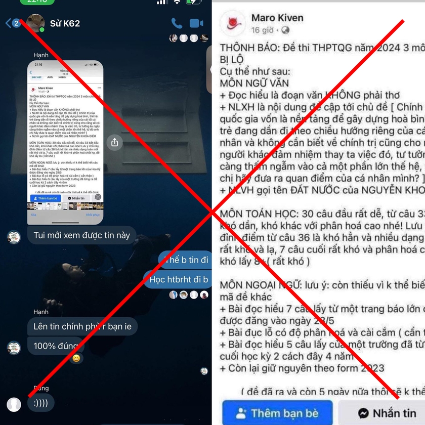 Xác minh đối tượng đăng tin sai sự thật về việc lộ đề thi tốt nghiệp trung học phổ thông 2024- Ảnh 1.