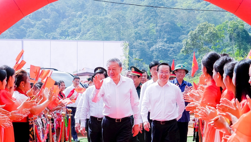 Tổng Bí thư Tô Lâm dự lễ khởi công trường phổ thông nội trú liên cấp ở Nghệ An - Ảnh 1.