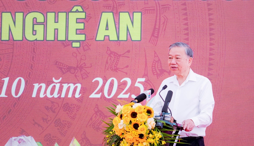 Tổng Bí thư Tô Lâm dự lễ khởi công trường phổ thông nội trú liên cấp ở Nghệ An - Ảnh 4.