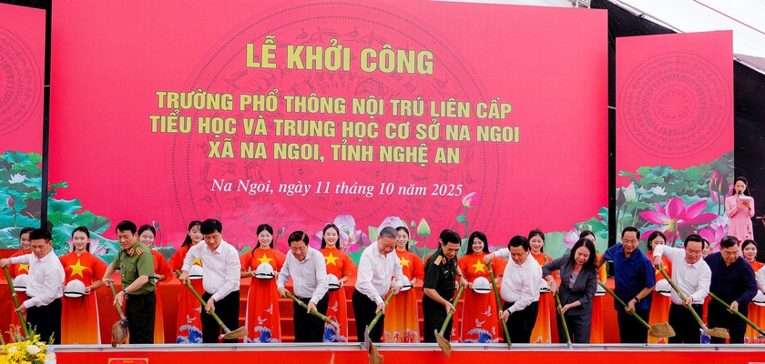 Tổng Bí thư Tô Lâm dự lễ khởi công trường phổ thông nội trú liên cấp ở Nghệ An - Ảnh 3.