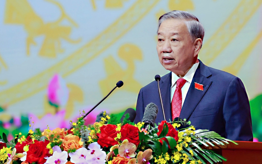 Tổng Bí thư Tô Lâm phát biểu chỉ đạo Đại hội đại biểu Đảng bộ Chính phủ lần thứ I, nhiệm kỳ 2025-2030. Ảnh VGP