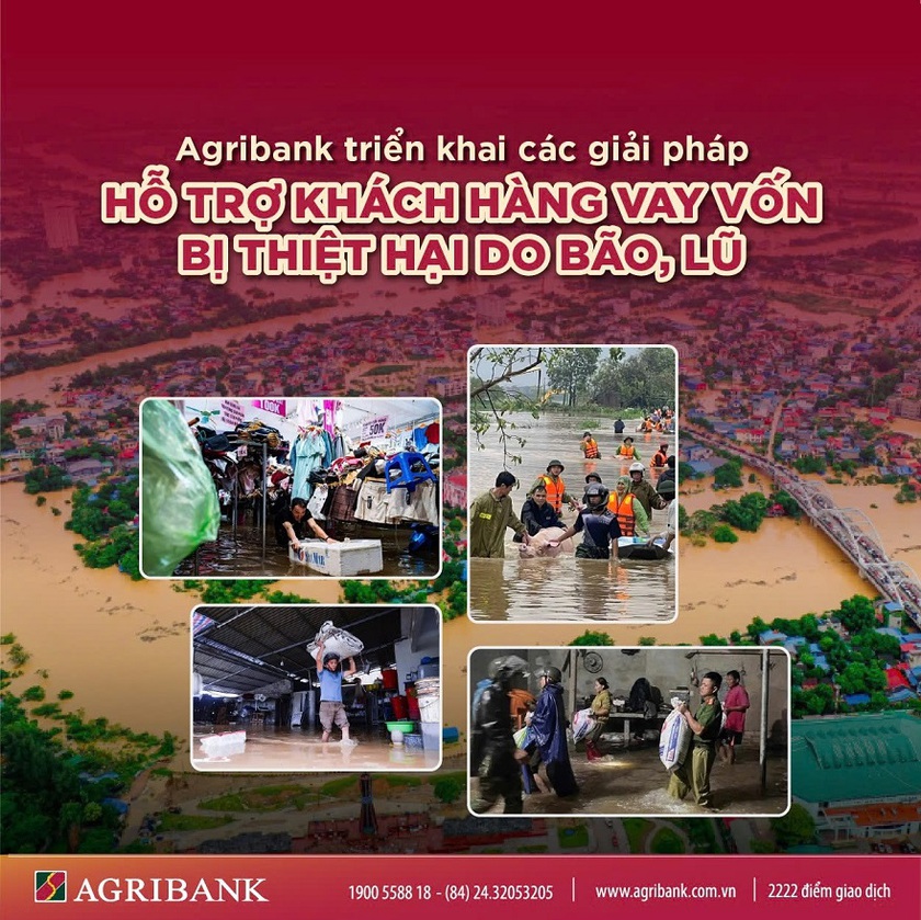 Agribank giảm tới 2%/năm lãi suất cho vay hỗ trợ khách hàng bị ảnh hưởng, thiệt hại do bão, lũ - Ảnh 1.