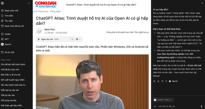 ChatGPT Atlas: Trình duyệt mới của OpenAI cạnh tranh Chrome, đặt ra câu hỏi về quyền riêng tư - Ảnh 2.