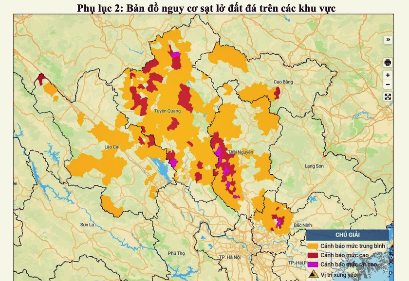 Cảnh báo sạt lở đất tại Lào Cai, Tuyên Quang, Cao Bằng, Thái Nguyên Bắc Ninh, lũ đặc biệt lớn trên sông Cầu, sông Thương - Ảnh 1.