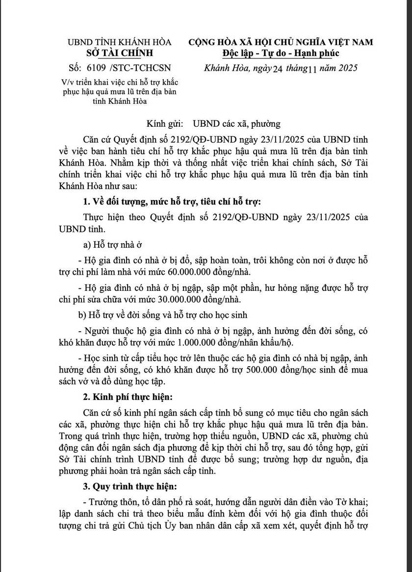 Khánh Hòa chi trả hỗ trợ về nhà ở, đời sống và hỗ trợ cho học sinh bị ảnh hưởng mưa lũ - Ảnh 2.