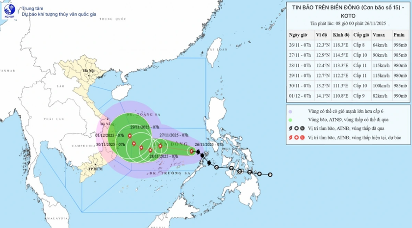 Dự báo kịch bản xấu nhất của bão số Koto (bão số 15) - Ảnh 1.