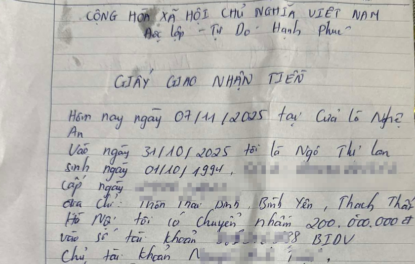 Một người dân tại Nghệ An trả lại 200 triệu đồng cho một người dân tại Hà Nội chuyển khoản nhầm- Ảnh 4. Một người dân tại Nghệ An trả lại 200 triệu đồng cho một người dân tại Hà Nội chuyển khoản nhầm- Ảnh 4.