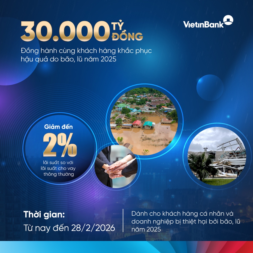VietinBank dành 30.000 tỷ đồng hỗ trợ khách hàng khắc phục hậu quả bão lũ- Ảnh 1. VietinBank dành 30.000 tỷ đồng hỗ trợ khách hàng khắc phục hậu quả bão lũ- Ảnh 1.