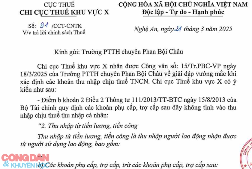 Cục thuế khẳng định hơn 100 giáo viên không phải nộp thuế phụ cấp - Ảnh 1.