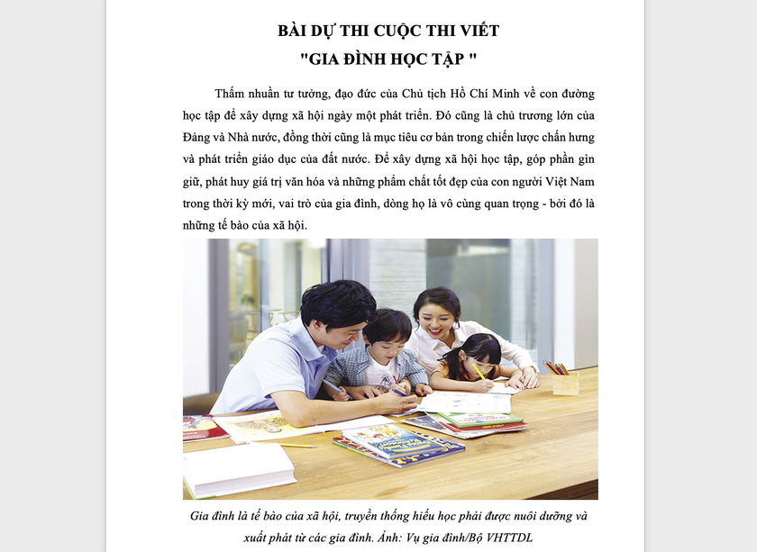 Kéo dài thời hạn gửi bài dự thi viết "Gia đình học tập" - Ảnh 2.