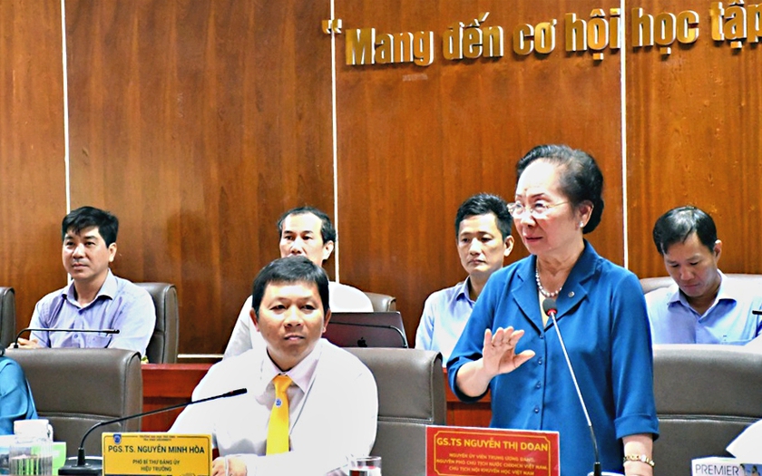 GS.TS Nguyễn Thị Doan, Chủ tịch Hội Khuyến học Việt Nam làm việc với Trường Đại học Trà bong da truc tiep ngoai hang anh - Ảnh 1.