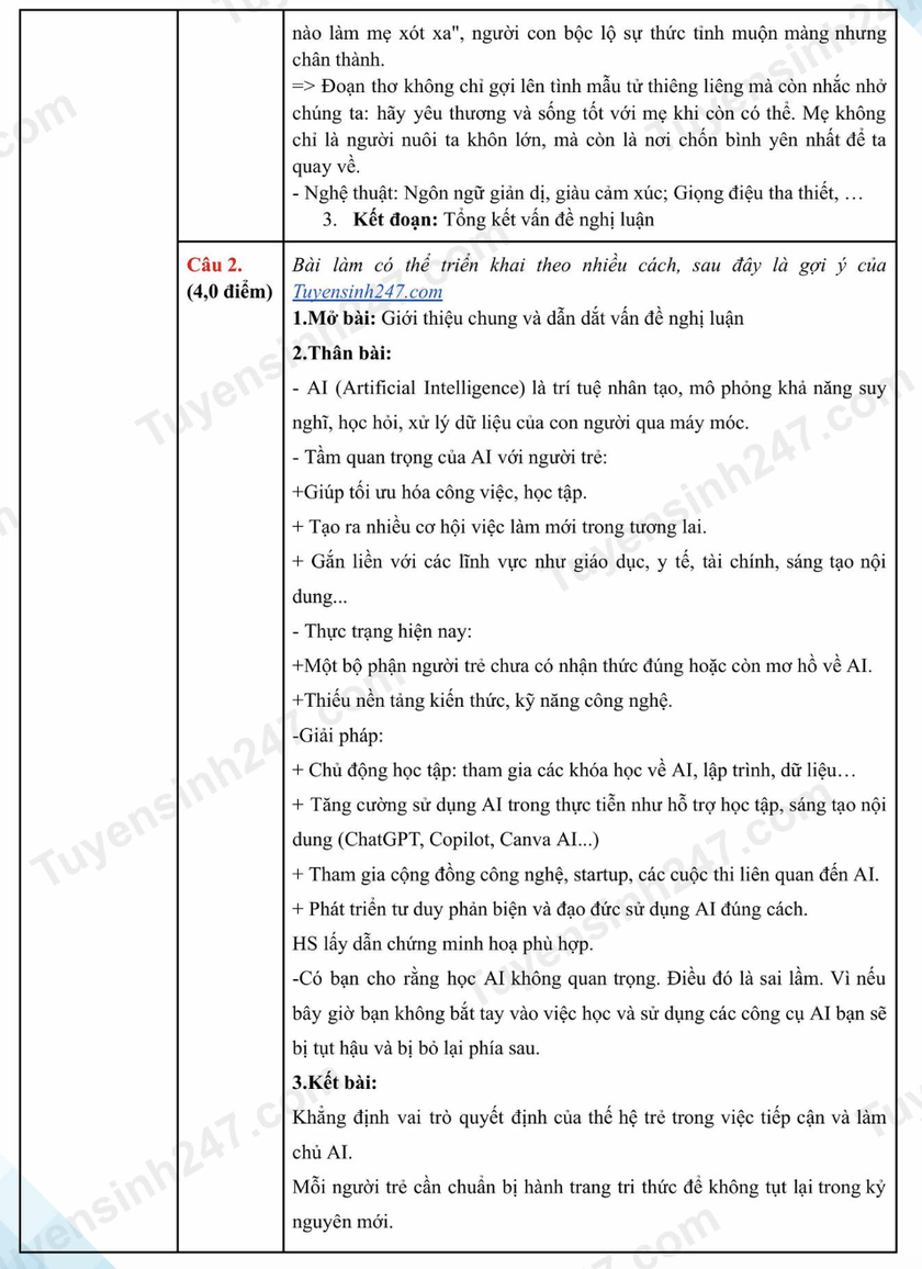 Gợi ý đáp án môn Ngữ văn thi vào lớp 10 Trường Trung học phổ thông chuyên Khoa học Tự nhiên - Ảnh 5.