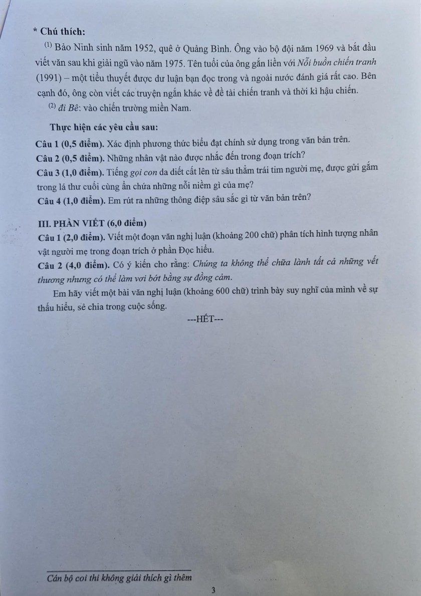Gợi ý đáp án môn Ngữ văn thi vào lớp 10 Trường Trung học phổ thông chuyên Khoa học Tự nhiên - Ảnh 3.
