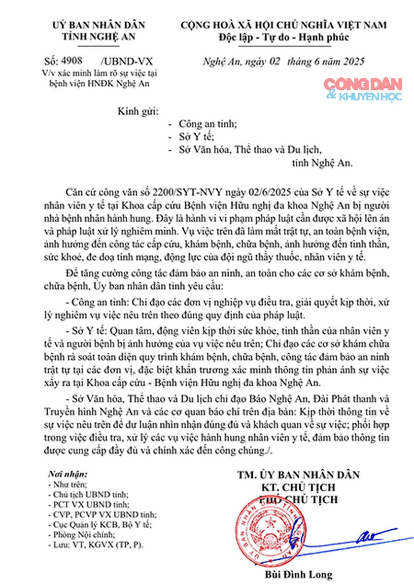 Nghệ An yêu cầu xử lí nghiêm người hành hung nữ nhân viên y tế - Ảnh 1.