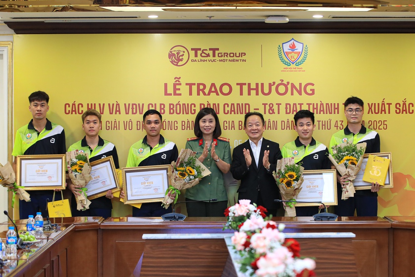 T&T Group trao thưởng hơn 1,2 tỷ đồng cho câu lạc bộ Bóng bàn Công an nhân dân - T&T - Ảnh 1.