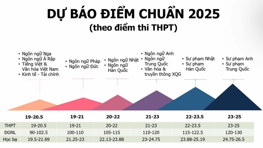 Dự kiến điểm chuẩn Trường Đại học Ngoại ngữ từ 19-25 - Ảnh 2.