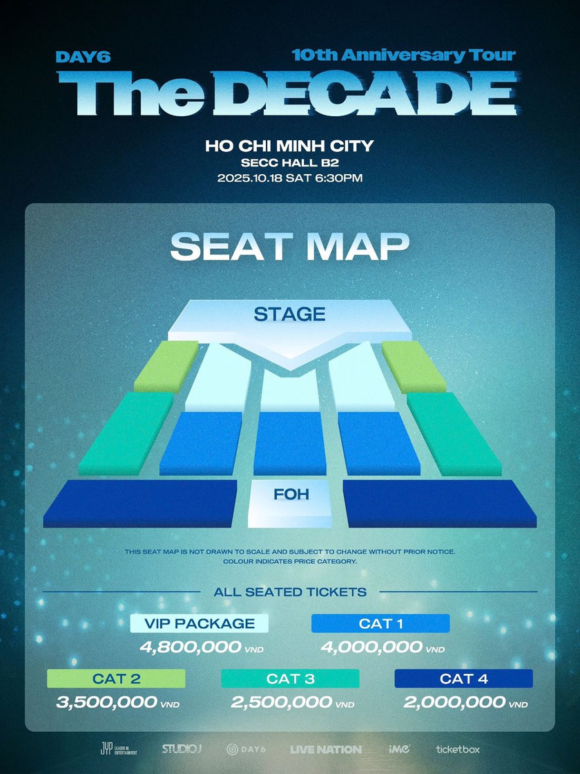Sơ đồ, giá vé buổi biểu diễn The Decade của nhóm nhạc DAY 6 tại Việt Nam - Ảnh 2.
