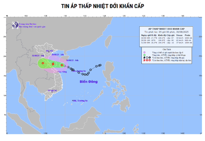 Dự báo thời tiết ngày 30/8 áp thấp nhiệt đới mạnh lên thành bão, đi nhanh vào miền Trung - Ảnh 1.