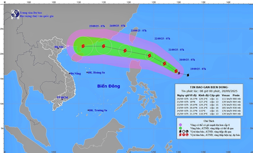 Bão Ragasa đang tiến vào đất liền, có thể đạt cấp 16, giật cấp 17 - Ảnh 1.