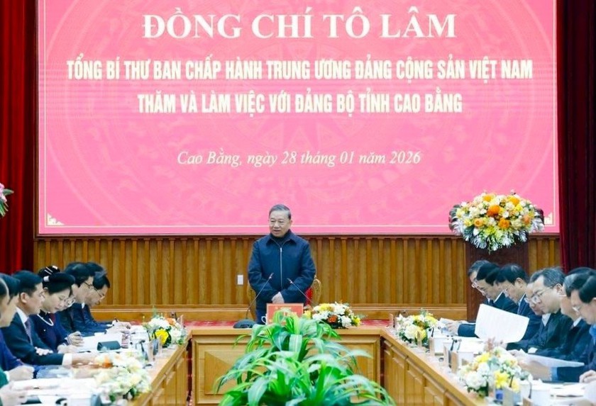 Tổng Bí thư Tô Lâm làm việc với Ban Chấp hành Đảng bộ tỉnh Cao Bằng - Ảnh 1.