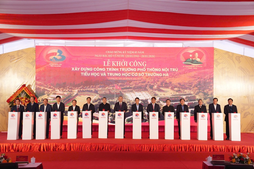 Tổng Bí thư Tô Lâm dự Lễ khởi công xây dựng Trường Phổ thông nội trú Trường Hà (Cao Bằng) - Ảnh 3.