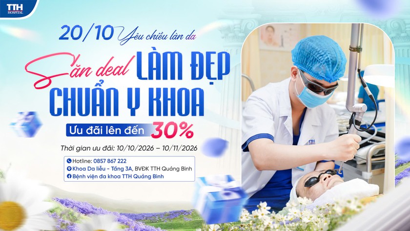 Chăm s&oacute;c da chuẩn y khoa, nhận ưu đ&atilde;i l&ecirc;n đến 30% tại Bệnh viện Đa khoa TTH Quảng B&igrave;nh - Ảnh 1.