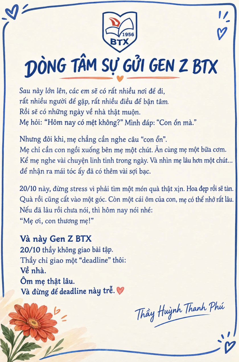 Thầy giáo giao “deadline” đặc biệt cho học sinh: Về nhà, ôm mẹ thật lâu - Ảnh 1.