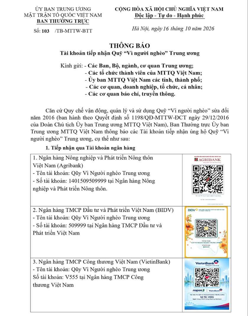 Chủ tịch Ủy ban Trung ương Mặt trận Tổ quốc Việt Nam gửi thư k&ecirc;u gọi ủng hộ, gi&uacute;p đỡ người ngh&egrave;o - Ảnh 1.