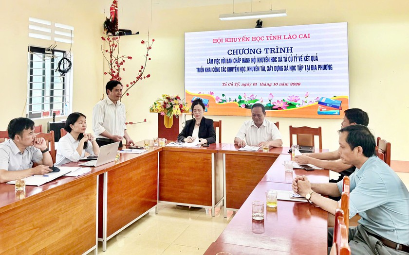 Hội Khuyến học Lào Cai kiểm tra công tác khuyến học tại các xã Tả Củ Tỷ, Bắc Hà, Si Ma Cai - Ảnh 2.
