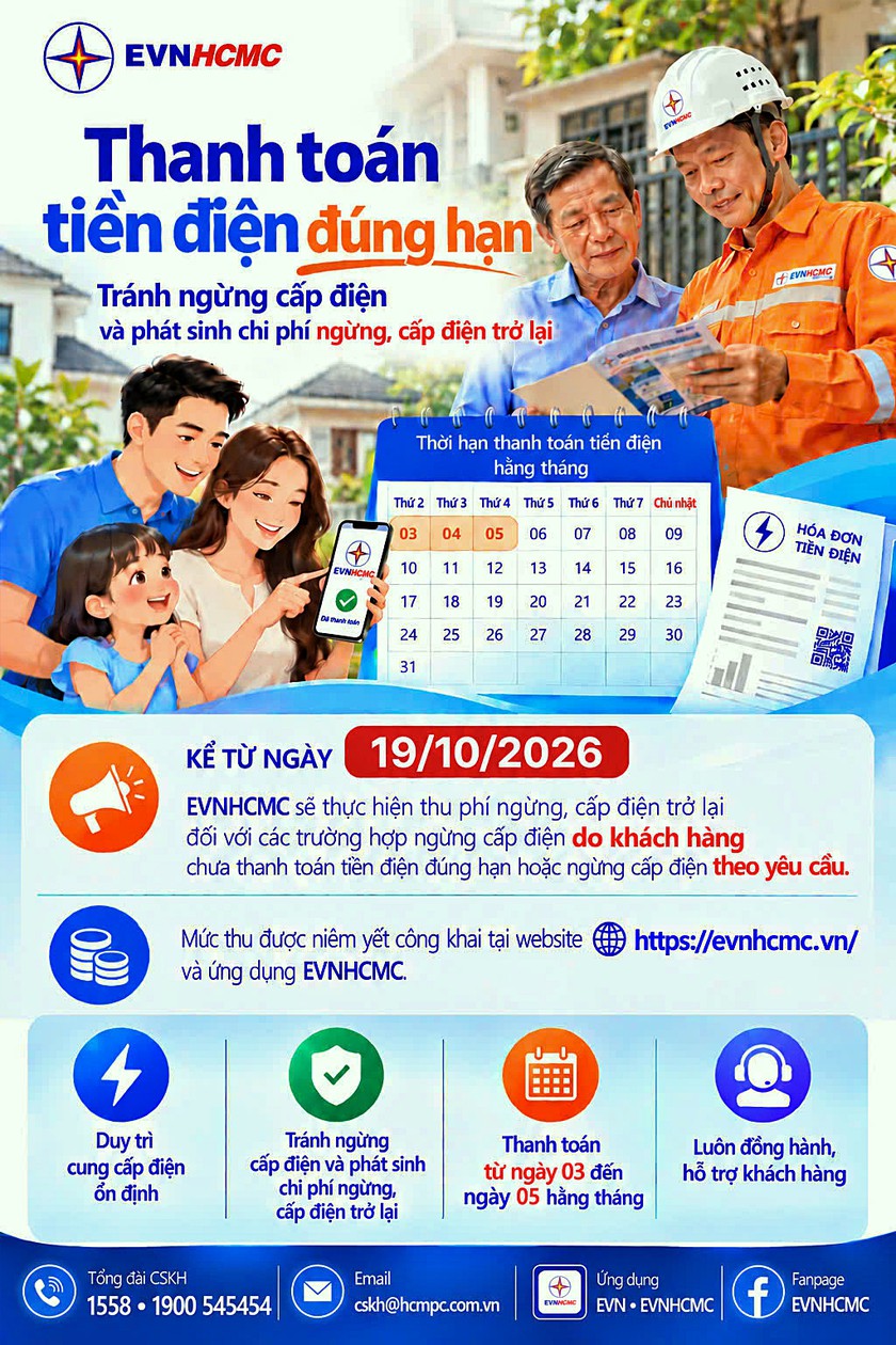 Tổng c&ocirc;ng ty Điện lực Th&agrave;nh phố Hồ Ch&iacute; Minh ban h&agrave;nh đơn gi&aacute; ngừng, cấp điện trở lại - Ảnh 1.