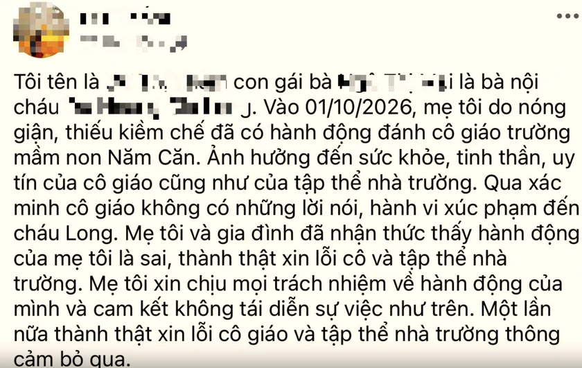 Bà nội đến lớp xé áo, đánh cô giáo mầm non, bị phạt 11,25 triệu đồng - Ảnh 1.