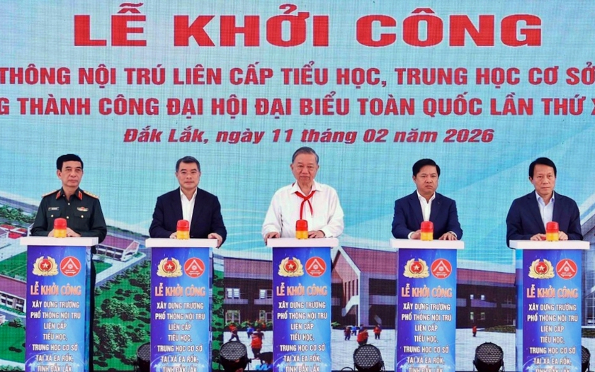 Tổng B&iacute; thư T&ocirc; L&acirc;m dự lễ khởi c&ocirc;ng Trường Phổ th&ocirc;ng nội tr&uacute; li&ecirc;n cấp Ea Rốk, Đắk Lắk - Ảnh 2.