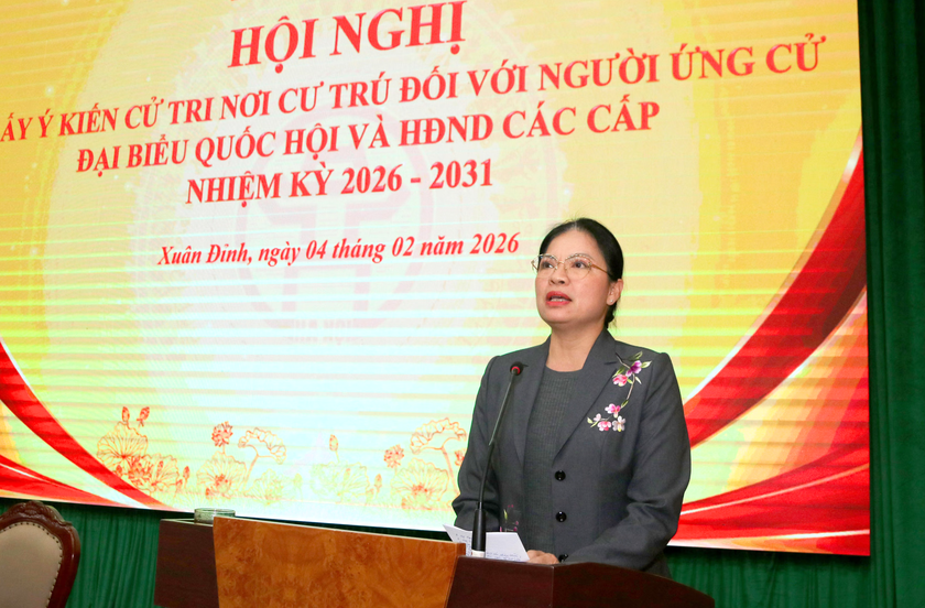 Hội nghị lấy &yacute; kiến cử tri nơi cư tr&uacute; đối với người ứng cử đại biểu Quốc hội tại phường Xu&acirc;n Đỉnh - Ảnh 4.