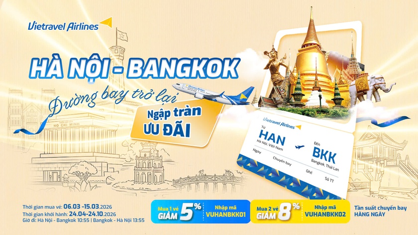 Vietravel Airlines mở b&aacute;n trở lại đường bay H&agrave; Nội &ndash; Bangkok- Ảnh 1.