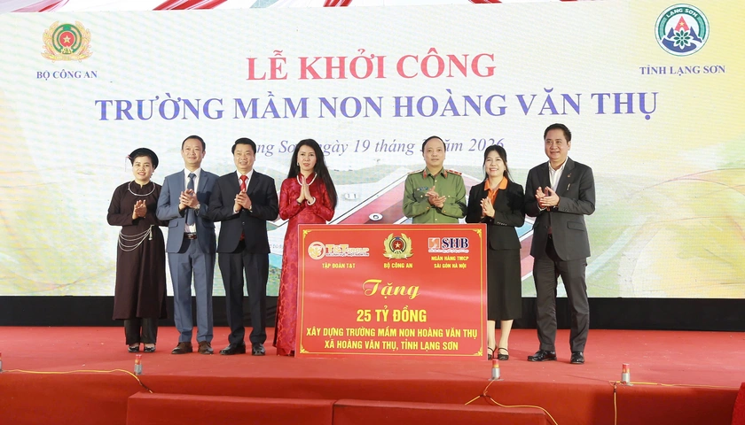 T&T Group v&agrave; SHB đồng h&agrave;nh c&ugrave;ng Bộ C&ocirc;ng an x&acirc;y dựng Trường mầm non Ho&agrave;ng Văn Thụ tại Lạng Sơn - Ảnh 1.