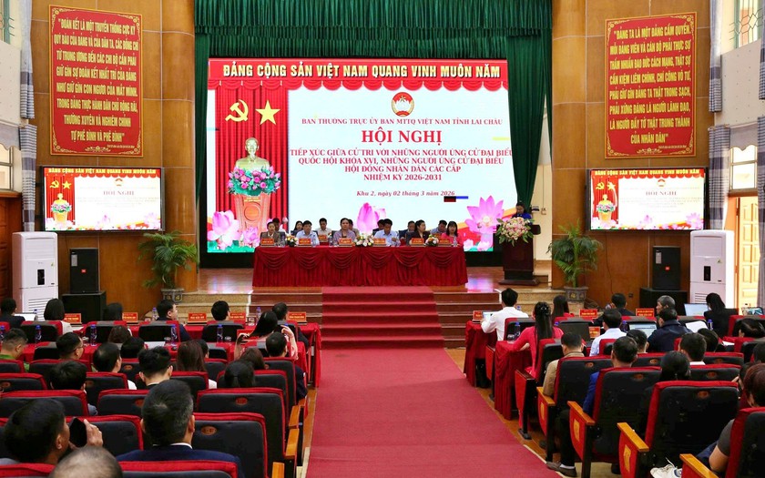 Ph&oacute; Chủ tịch - Tổng Thư k&yacute; Ủy ban Trung ương MTTQ Việt Nam H&agrave; Thị Nga tiếp x&uacute;c cử tri tại Lai Ch&acirc;u - Ảnh 1.