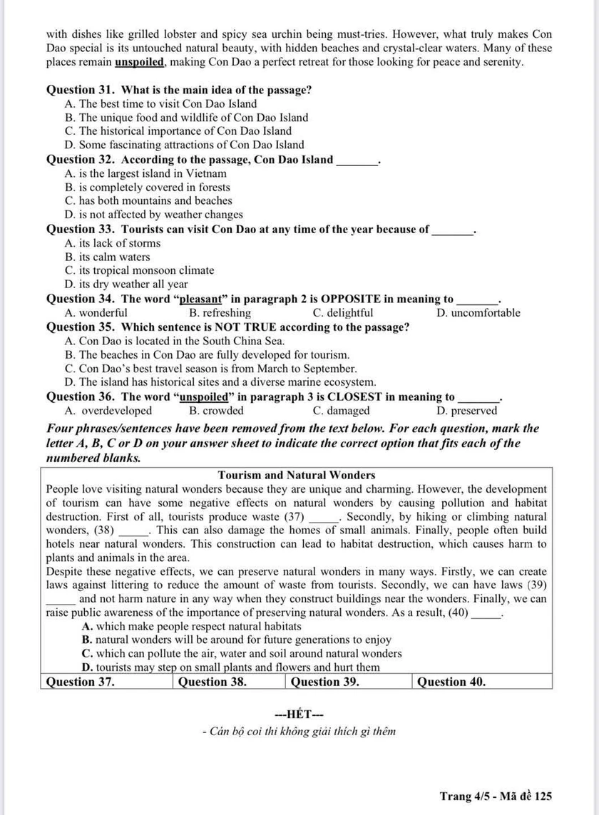 Đề thi thử v&agrave;o lớp 10 m&ocirc;n Tiếng Anh của Trường Trung học cơ sở Th&aacute;i Thịnh (H&agrave; Nội) - Ảnh 4.