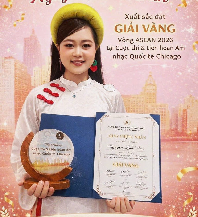 Học sinh L&agrave;o Cai gi&agrave;nh giải V&agrave;ng Cuộc thi &Acirc;m nhạc quốc tế Chicago khu vực ASEAN - Ảnh 1.