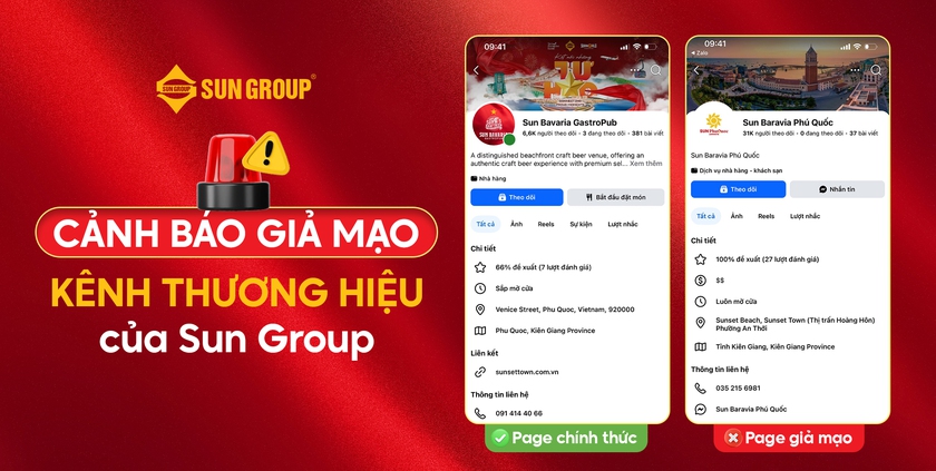 Cảnh b&aacute;o t&igrave;nh trạng giả mạo trang web, fanpage thương hiệu của Sun Group để lừa đảo- Ảnh 2.