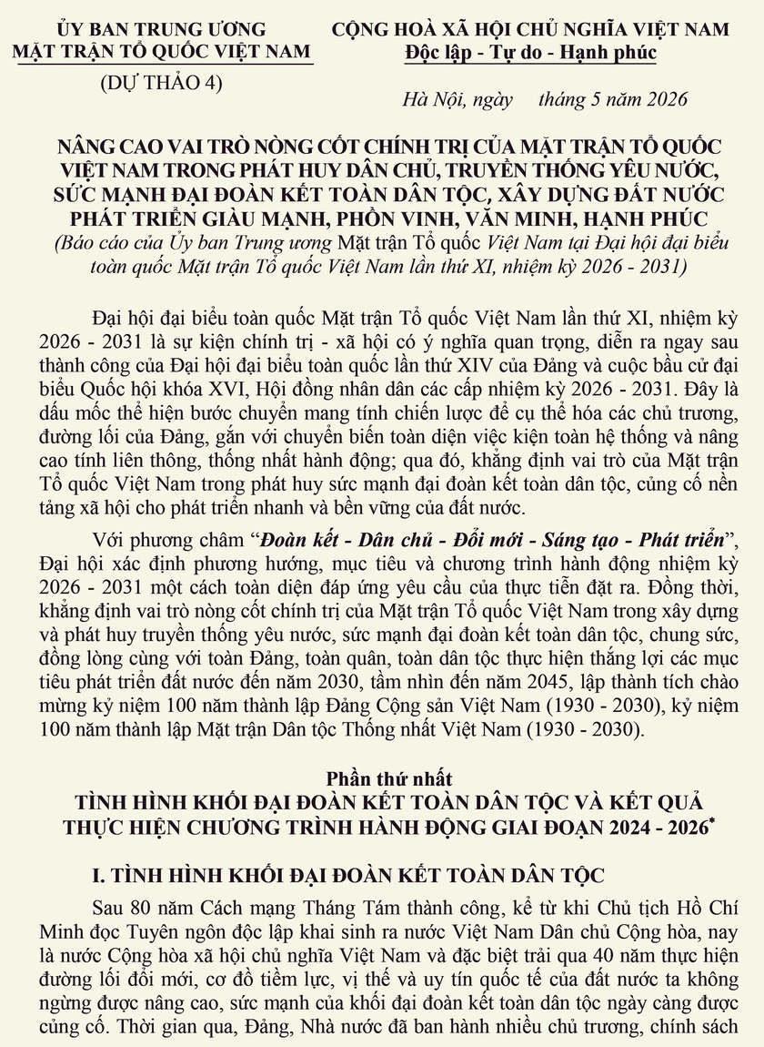 Lấy &yacute; kiến nh&acirc;n d&acirc;n v&agrave;o B&aacute;o c&aacute;o ch&iacute;nh trị tr&igrave;nh Đại hội Mặt trận Tổ quốc Việt Nam lần thứ XI - Ảnh 1.