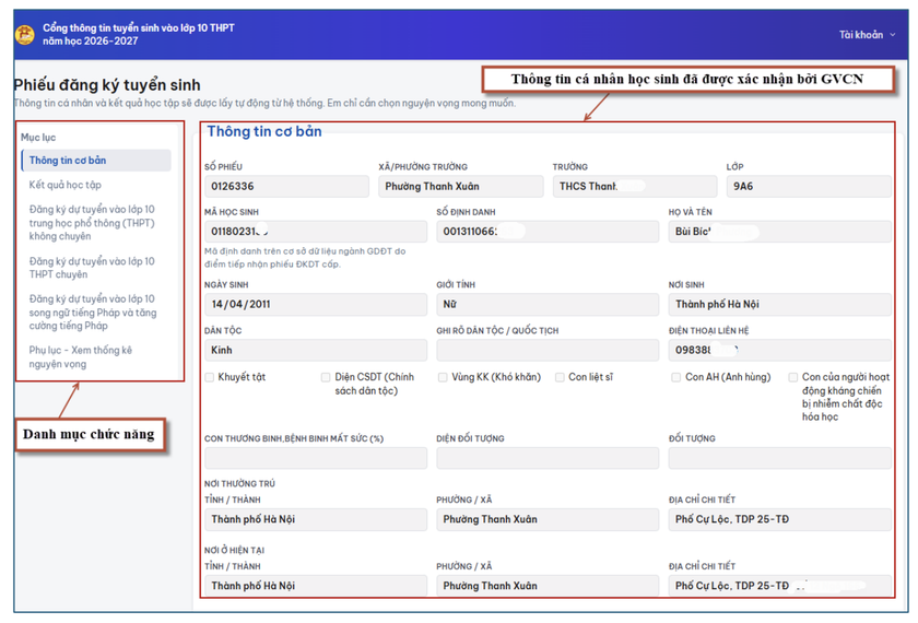 H&agrave; Nội hướng dẫn c&aacute;ch đăng k&yacute; trực tuyến dự thi lớp 10 năm 2026 - Ảnh 3.