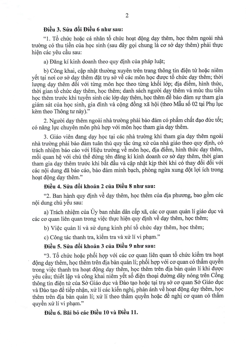 Th&ocirc;ng tư 19/2026/TT-BGDĐT sửa đổi, bổ sung quy định về dạy th&ecirc;m, học th&ecirc;m - Ảnh 2.