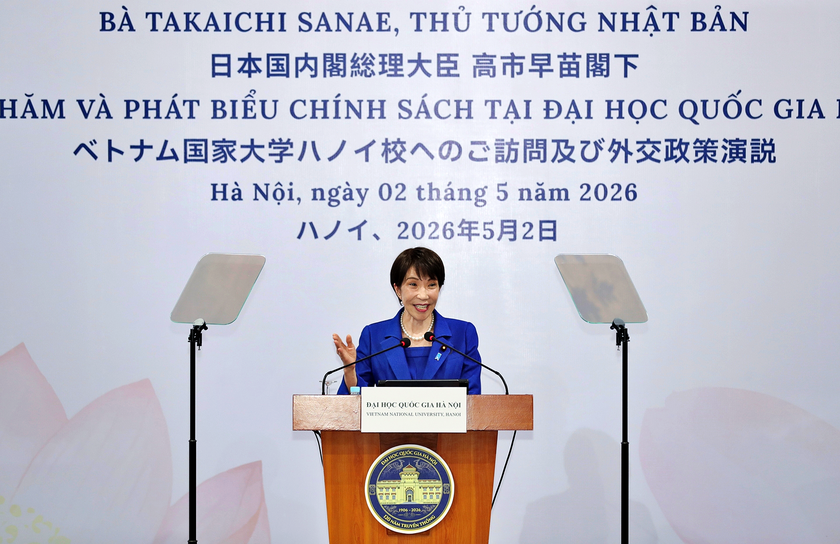 Thủ tướng Nhật Bản Takaichi Sanae ph&aacute;t biểu ch&iacute;nh s&aacute;ch tại Đại học Quốc gia H&agrave; Nội - Ảnh 2.