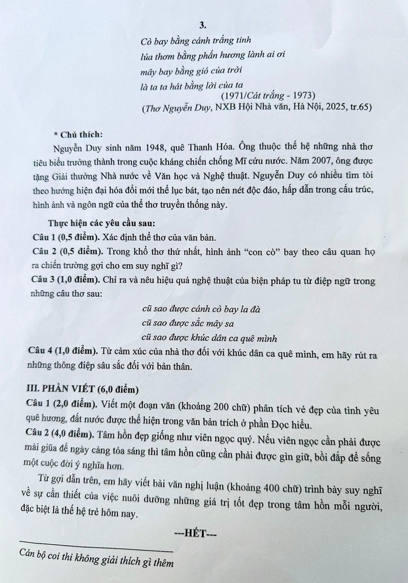 Đề Ngữ văn thi v&agrave;o lớp 10 Trường Trung học phổ th&ocirc;ng chuy&ecirc;n Khoa học Tự nhi&ecirc;n năm 2026 - Ảnh 2.
