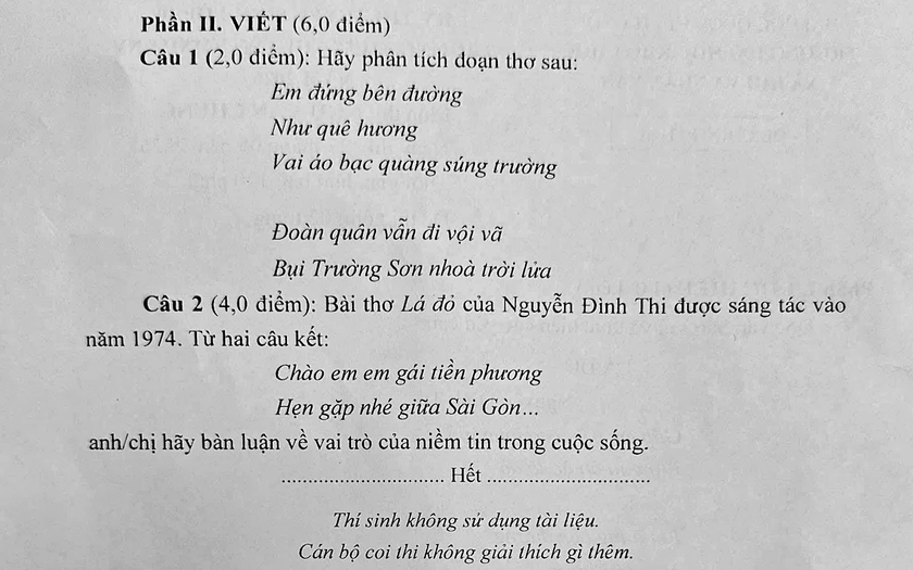 Đề thi Ngữ văn v&agrave;o lớp 10 chuy&ecirc;n Khoa học x&atilde; hội v&agrave; Nh&acirc;n văn đầy &ldquo;sạn&rdquo; - Ảnh 1.