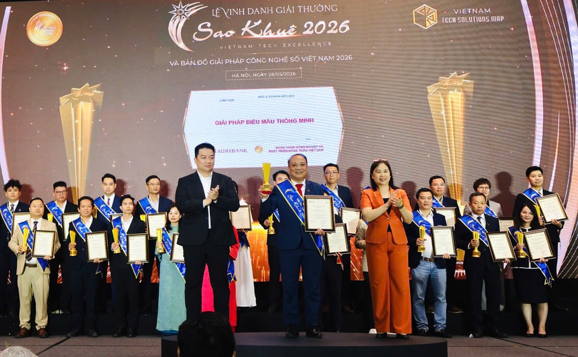 Agribank được vinh danh 02 giải thưởng Sao Khu&ecirc; 2026 với hai giải ph&aacute;p c&ocirc;ng nghệ số ti&ecirc;u biểu- Ảnh 1.