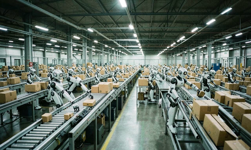 Bưu ch&iacute;nh Trung Quốc đưa robot h&igrave;nh người M7 v&agrave;o quy tr&igrave;nh ph&acirc;n loại bưu kiện  - Ảnh 1.