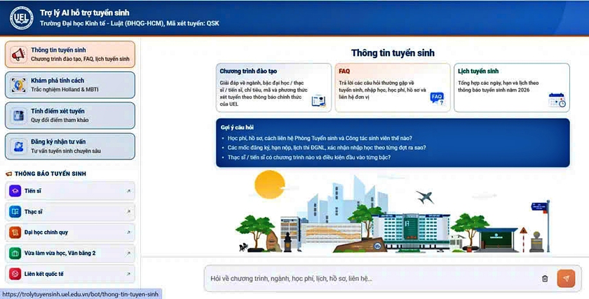 Trường Đại học Kinh tế - Luật ra mắt trợ l&yacute; AI Tuyển sinh UEL - Ảnh 1.