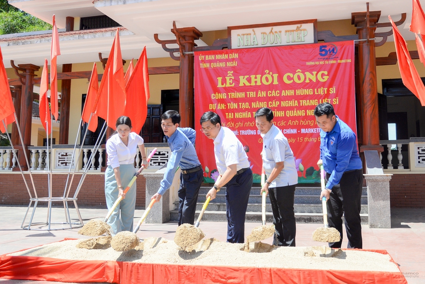Trường Đại học T&agrave;i ch&iacute;nh &ndash; Marketing khởi c&ocirc;ng c&aacute;c c&ocirc;ng tr&igrave;nh tri &acirc;n, an sinh x&atilde; hội tại Quảng Ng&atilde;i - Ảnh 2.